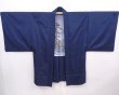 Photo7: 6313T03z480 Vintage Japanese Kimono Silk Men's OSHIMA HAORI Pine Navy (7)