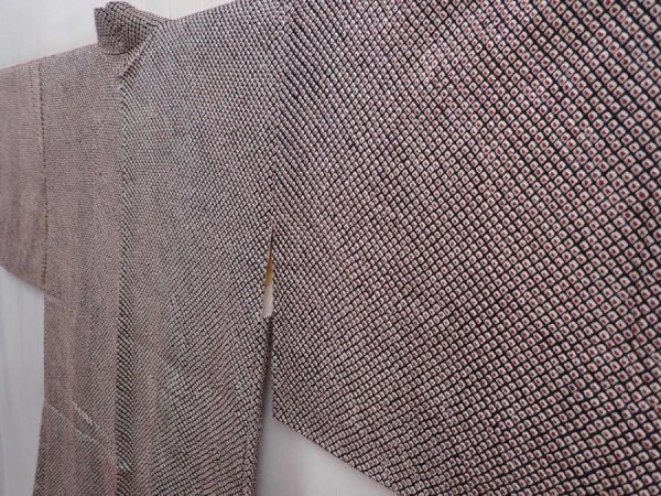 Photo2: 6313T04z470 Vintage Japanese Kimono Silk SHIBORI HAORI Plain Black (2)