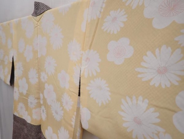 Photo7: 6313T04z470 Vintage Japanese Kimono Silk SHIBORI HAORI Plain Black (7)