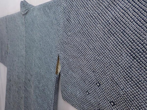 Photo2: 6313T06z530 Vintage Japanese Kimono Silk SHIBORI HAORI  Green-Gray (2)