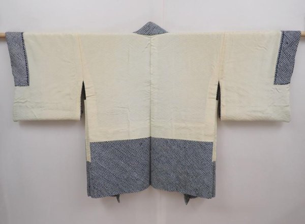 Photo8: 6313T06z530 Vintage Japanese Kimono Silk SHIBORI HAORI  Green-Gray (8)