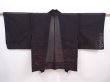 Photo1: 6313T07z240 Vintage Japanese Kimono Silk See through HAORI Stream Black (1)