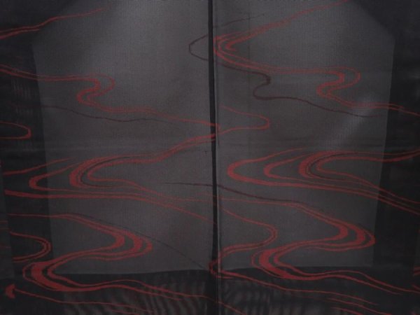 Photo3: 6313T07z240 Vintage Japanese Kimono Silk See through HAORI Stream Black (3)