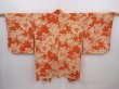 Photo1: 6313T08z480 Vintage Japanese Kimono Silk HAORI Flower Dark orange (1)