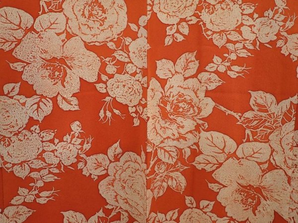 Photo3: 6313T08z480 Vintage Japanese Kimono Silk HAORI Flower Dark orange (3)