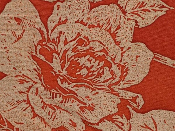 Photo4: 6313T08z480 Vintage Japanese Kimono Silk HAORI Flower Dark orange (4)