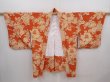 Photo5: 6313T08z480 Vintage Japanese Kimono Silk HAORI Flower Dark orange (5)