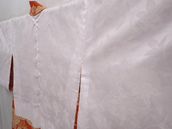 Photo7: 6313T08z480 Vintage Japanese Kimono Silk HAORI Flower Dark orange (7)