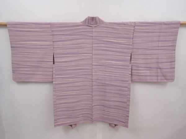 Photo1: 6313T09z520 Vintage Japanese Kimono Silk HAORI  Light purple (1)