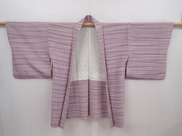Photo6: 6313T09z520 Vintage Japanese Kimono Silk HAORI  Light purple (6)