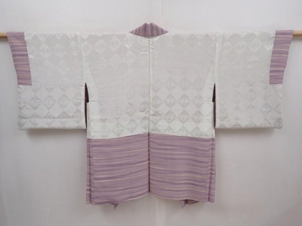 Photo8: 6313T09z520 Vintage Japanese Kimono Silk HAORI  Light purple (8)