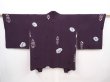 Photo1: 6313T10z540 Vintage Japanese Kimono Silk HAORI Flower Dark purple (1)