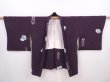 Photo5: 6313T10z540 Vintage Japanese Kimono Silk HAORI Flower Dark purple (5)