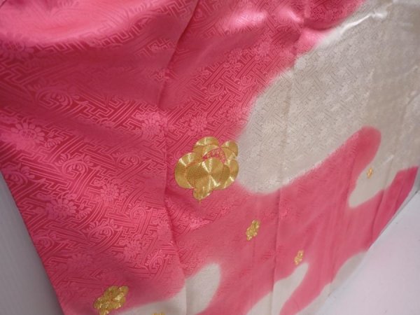 Photo3: 6313T12z770 Vintage Japanese Kimono Silk FURISODE Flower Pink-Purple (3)