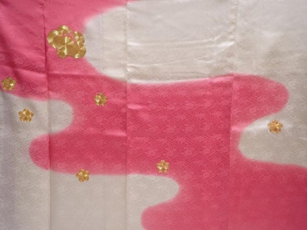 Photo8: 6313T12z770 Vintage Japanese Kimono Silk FURISODE Flower Pink-Purple (8)