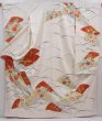 Photo1: 6313T13z1120 Vintage Japanese Kimono Silk FURISODE Folding fan Off-white (1)