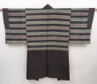 Photo2: 6317T08z410 Vintage Japanese Kimono Silk Men's HAORI  Dark brown (2)