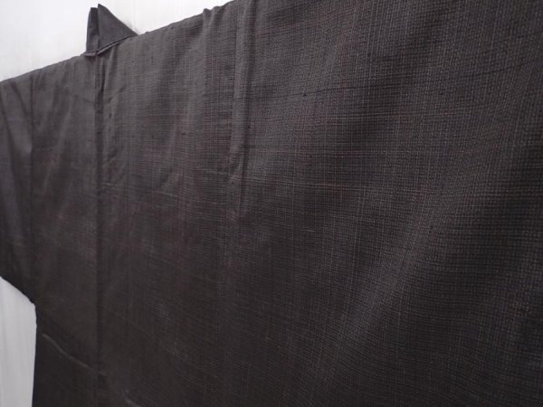 Photo6: 6317T08z410 Vintage Japanese Kimono Silk Men's HAORI  Dark brown (6)