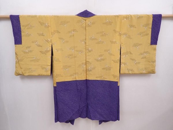 Photo6: 6317T01z510 Vintage Japanese Kimono Silk SHIBORI HAORI Plain  Dark lavender (6)