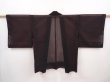 Photo1: 6317T03z240 Vintage Japanese Kimono Silk See through HAORI Maple Black (1)