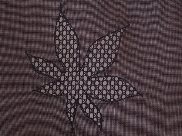 Photo4: 6317T03z240 Vintage Japanese Kimono Silk See through HAORI Maple Black (4)