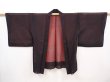 Photo5: 6317T03z240 Vintage Japanese Kimono Silk See through HAORI Maple Black (5)