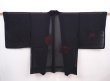 Photo1: 6317T04z220 Vintage Japanese Kimono Silk See through HAORI Peony Black (1)