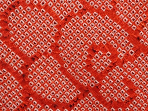 Photo4: 6317T05z540 Vintage Japanese Kimono Silk SHIBORI HAORI  Tomato red (4)