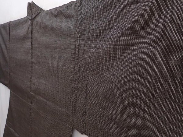 Photo5: 6317T07z500 Vintage Japanese Kimono Silk Men's OSHIMA HAORI  Brown-Gray (5)