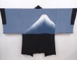 Photo1: 6317T09z820 Vintage Japanese Kimono Silk Men's HAORI  Black (1)