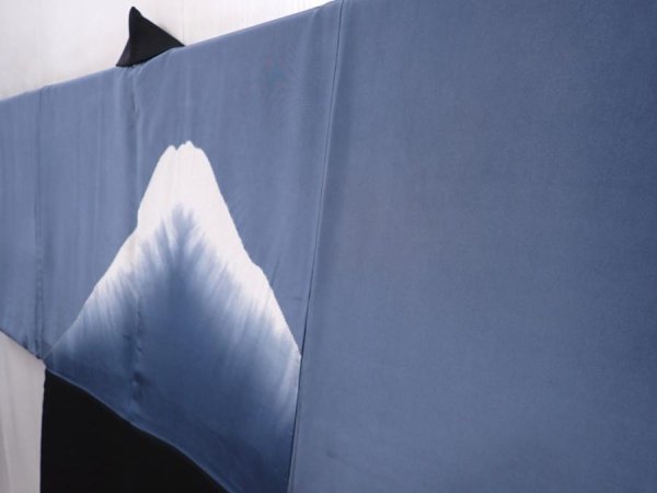 Photo2: 6317T09z820 Vintage Japanese Kimono Silk Men's HAORI  Black (2)