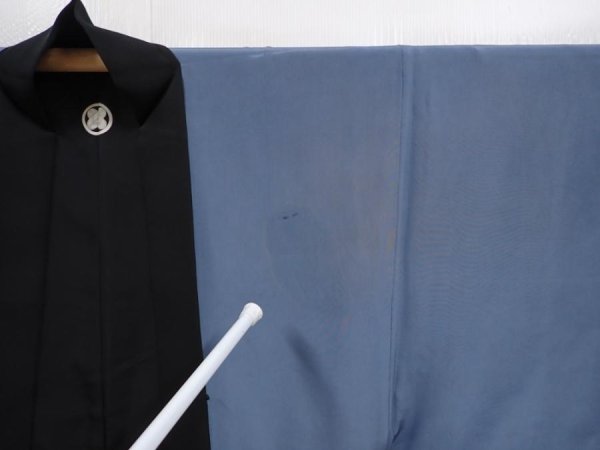 Photo4: 6317T09z820 Vintage Japanese Kimono Silk Men's HAORI  Black (4)