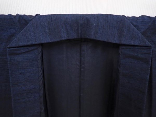 Photo5: 6317T11z910 Vintage Japanese Kimono Silk Men's  Plain Dark navy (5)