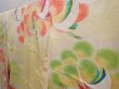 Photo2: 6317T12z1080 Vintage Japanese Kimono Silk FURISODE Flying crane Lime yellow (2)