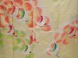 Photo8: 6317T12z1080 Vintage Japanese Kimono Silk FURISODE Flying crane Lime yellow (8)
