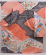 Photo1: 6317T13z1120 Vintage Japanese Kimono Silk FURISODE Peony Dark salmon (1)