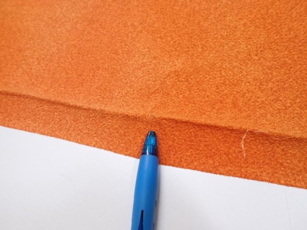 Photo8: 1E02z70  Japanese Kimono Crepe Silk  FABRIC  Dark orange 47.6x14.2 (8)