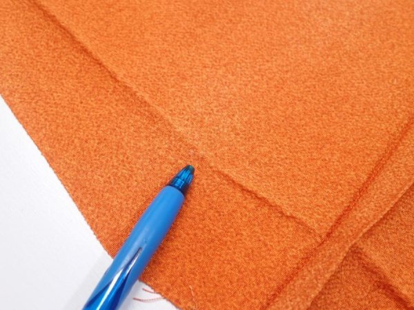 Photo8: 1E03z90  Japanese Kimono Crepe Silk  FABRIC  Dark orange 65.7x14.4 (8)