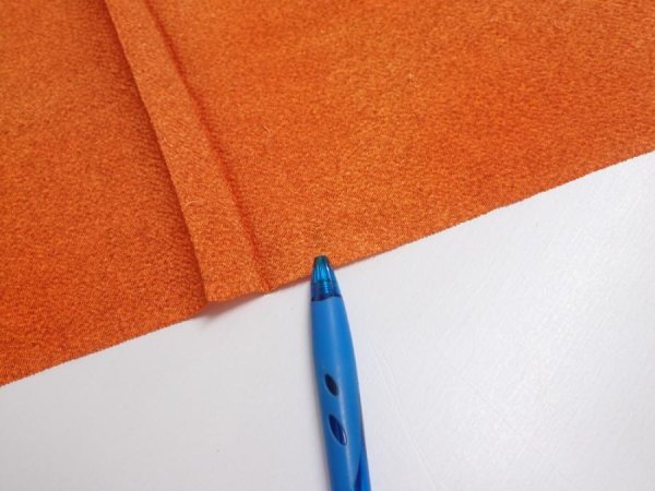 Photo9: 1E03z90  Japanese Kimono Crepe Silk  FABRIC  Dark orange 65.7x14.4 (9)