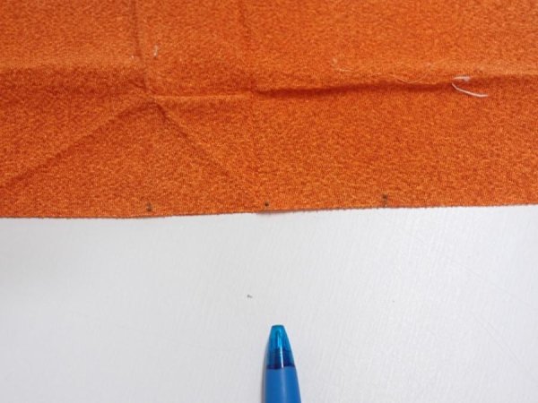 Photo7: 1E04z90  Japanese Kimono Crepe Silk  FABRIC  Dark orange 65.4x14.2 (7)