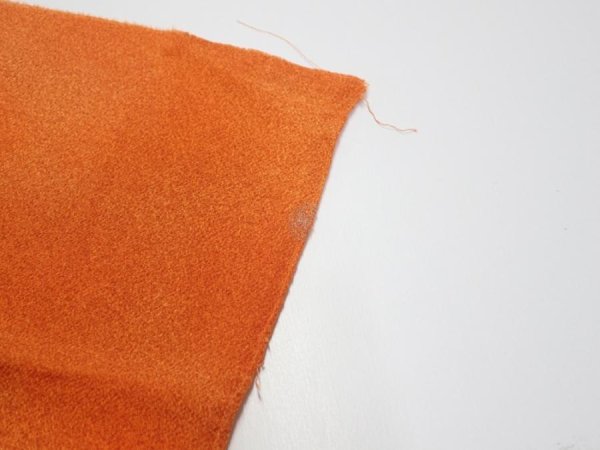 Photo6: 1E05z90  Japanese Kimono Crepe Silk  FABRIC  Dark orange 65.4x14.2 (6)