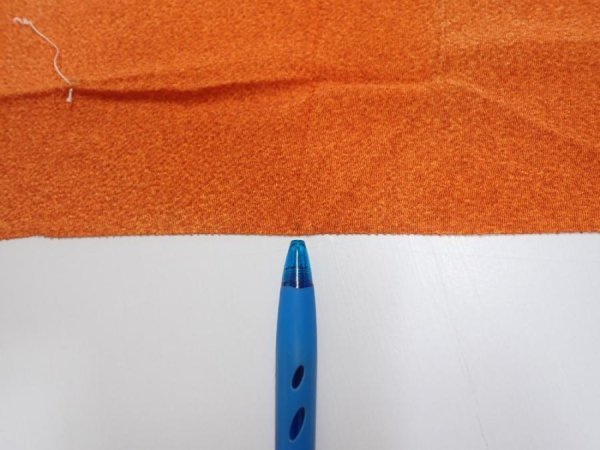 Photo7: 1E05z90  Japanese Kimono Crepe Silk  FABRIC  Dark orange 65.4x14.2 (7)