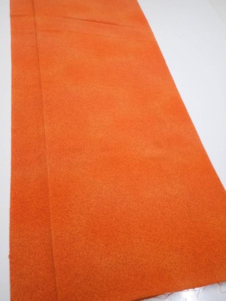 Photo2: 1E06z90  Japanese Kimono Crepe Silk  FABRIC  Dark orange 65.4x14.2 (2)