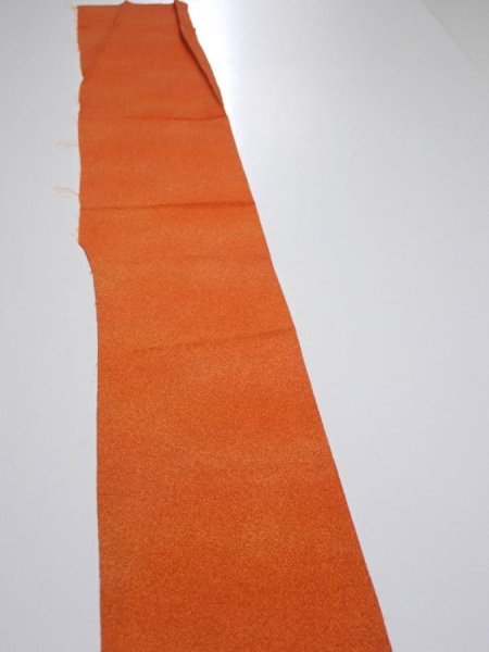 Photo3: 1E08z50  Japanese Kimono Crepe Silk  FABRIC  Dark orange 61.4x6.9 (3)