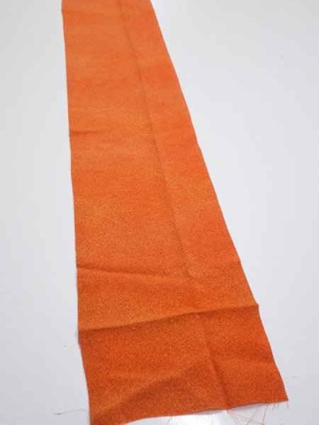 Photo2: 1E09z60  Japanese Kimono Crepe Silk  FABRIC  Dark orange 84.3x6.9 (2)