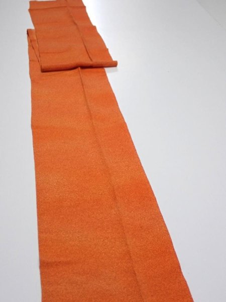 Photo3: 1E09z60  Japanese Kimono Crepe Silk  FABRIC  Dark orange 84.3x6.9 (3)