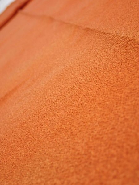 Photo4: 1E09z60  Japanese Kimono Crepe Silk  FABRIC  Dark orange 84.3x6.9 (4)