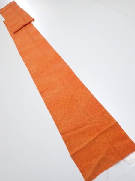 Photo5: 1E09z60  Japanese Kimono Crepe Silk  FABRIC  Dark orange 84.3x6.9 (5)