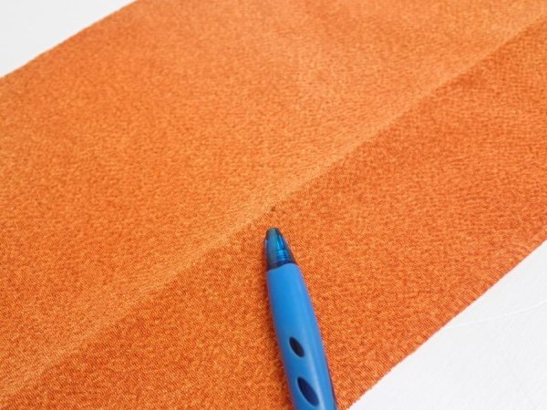 Photo6: 1E09z60  Japanese Kimono Crepe Silk  FABRIC  Dark orange 84.3x6.9 (6)