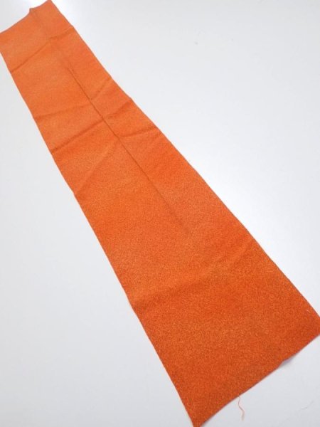 Photo1: 1E10z30  Japanese Kimono Crepe Silk  FABRIC  Dark orange 37.8x7.1 (1)
